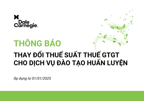 Thông báo V/v: Thay đổi thuế suất thuế GTGT cho dịch vụ  đào tạo huấn luyện từ 01/01/2025